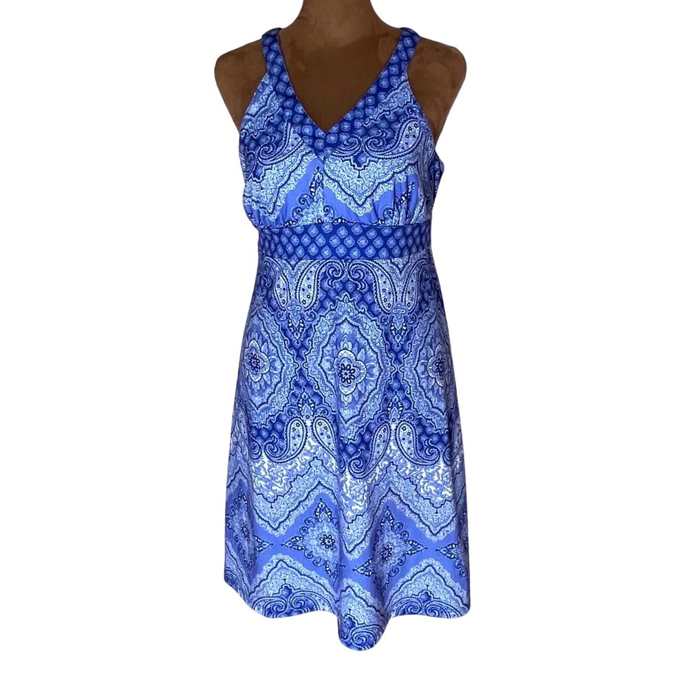 Outdoor Lifestyle Womens Small Blue Paisley Racerback Active Dress Celeste‎